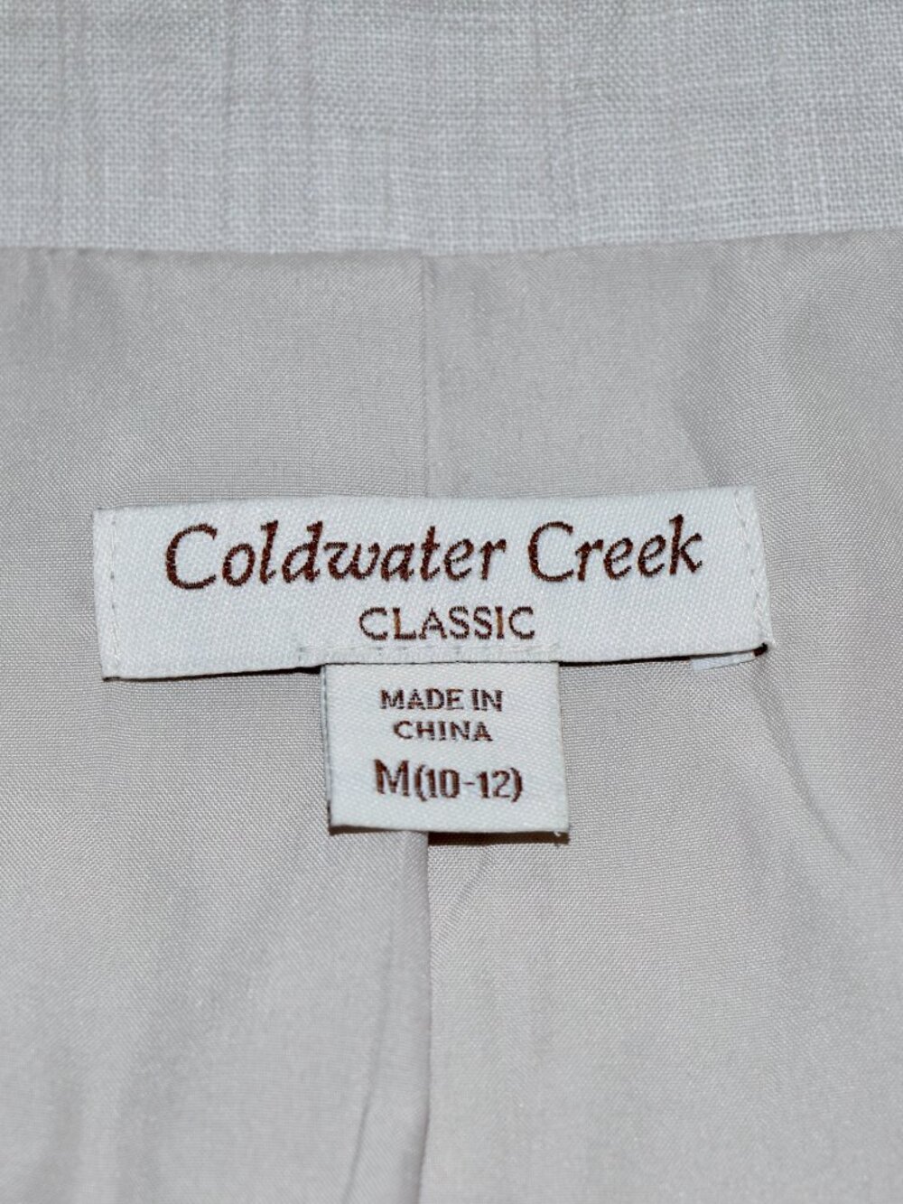 Coldwater Creek Tan & Blue Abstract Watercolor Linen Jacket | Size M - Picture 6 of 7